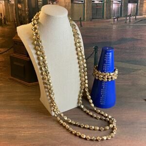 0090 Y2K Chico's "Gold" Nugget Double-Strand Necklace & Three Bracelet Set